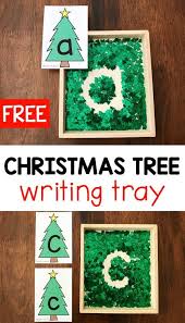 Christmas Tree Alphabet Writing Tray For Preschool Christmas Learning Christmas Kindergarten Christmas Literacy