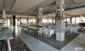 Carocim A Compostion Of Carocim Tiles Created By Philippe Starck At La Co O Rniche Hotel Arcachon In France Restaurant Design Hotel Restaurant Floor Design