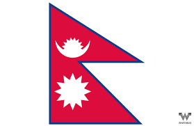 Rot mit einer blauen grenze um die eigenwillige form der flagge (zwei übereinander liegende dreiecke); Flagge Nepal Aufkleber 8 5 X 5 5 Cm Whatabus Shop Whatabus