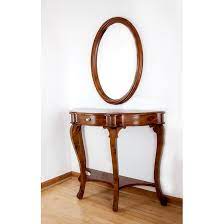 Hang the mirror vertically in the entryway over the table with flowers on top or lean the mirror on top of the table for quick changes and rearranges. The Silver Teak 41 5 Solid Wood Console Table And Mirror Set Wayfair