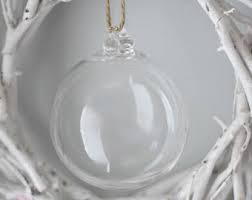 Northlight 4ct clear frosted and white glitter striped matte glass christmas ball ornaments 3.5 (90mm) northlight. Clear Glass Ornament Etsy