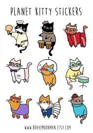 Cute Cat Stickers Sticker Sheet Planet Kitty Funny Stickers Cute Gift Felines Cat Stickers Funny Stickers Fun Stickers