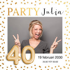 Uitnodiging Verjaardag Gouden Confetti Ballon Kaartje2go