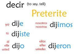 Decir Conjugated In The Preterite Teaching Spanish Preterite Spanish Teaching Prep