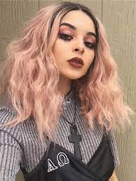 Short Peach Pink Ombre Bob Curly Synthetic Lace Front Wig Choppy Bob Hairstyles Pink Hair Brown Ombre Hair Color