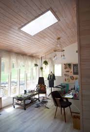 The knotty pine panels slot into each other via a tongue and groove system. Progress Report Ceilings And Floors A Beautiful Mess