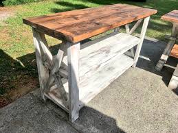Shop quality buffets exclusively at pottery barn®. Rustic Wooden Buffet Table Rustic Console Table Farmhouse Buffet Table Distressed White Base And Provincial Brown Top