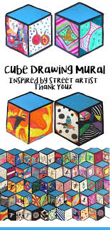 Cube Mural Inspired By Street Artist Thank Youx Classroom Art Projects Class Art Projects Collaborative Art Projects