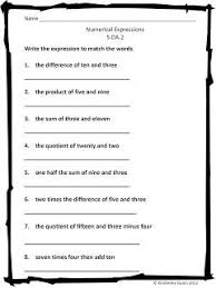 Numerical Expressions Worksheet Numerical Expression Writing Expressions Math Expressions
