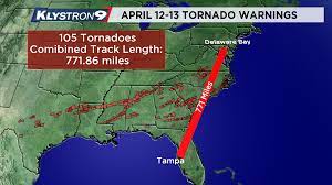 A tornado warning for the tampa, florida area. Weather Blog 105 Tornadoes Tracked 771 Miles This Week