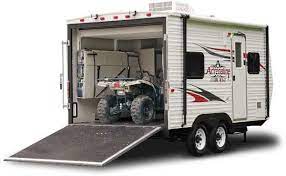 Small travel trailer with toy hauler. 15 Atv Hauling Ideas Toy Hauler Camping Trailer Toy Hauler Camper