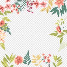 Pink and green flowers clipart. Green Leaves Flowers Border Hand Painted Flowers Pink Flowers Png Pngegg