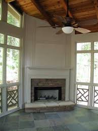 Screened Porch With Painted Corner Fireplace Screened Porches Photo Gallery Freestanding Fireplace Corner Fireplace Outdoor Gas Fireplace