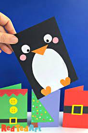 Easy pop up birthday card diy. Super Simple Penguin Card Design Red Ted Art Make Crafting With Kids Easy Fun Christmas Cards Handmade Kids Christmas Cards Kids Penguin Christmas Cards