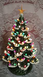 Ceramic Christmas Tree Lighted 14 Nowell Vintage Mold Green Flocked Gold Star Ceramic Christmas Trees Christmas Tree Ceramic Christmas Tree Lights