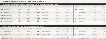 ariat chaps sizing chart horse sports