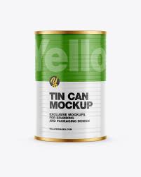 Metallic Tin Can W Glossy Finish Mockup In Can Mockups On Yellow Images Object Mockups