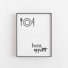 Bon Appetit Sign Bon Appetit Print Bon Appetit Poster Bon Etsy Wall Printables Low Gloss Print