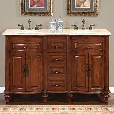Double sink bathroom vanities are not only for husband and wife, but for siblings also! 55 Inch Small Double Sink Bathroom Vanity With Marble