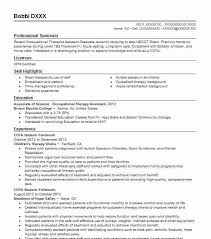 cota resume example superior pediatric