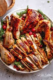Garlic Herb Butter Roast Turkey Recipe Is Succulent And Tender On The Inside With A Golden Buttery Skin And So Much Flavour Cafedelites Roast Turkey Recipes