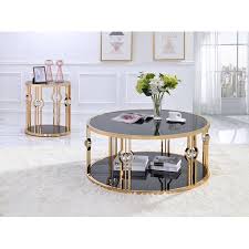 Oval coffee table its designer versatility. Customer Favorite Acme Daloris Metal Frame End Table In Gold And Black Glass Accuweather Shop