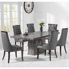Hamlet Marble Small Dining Table In Grey With Four Tulip Chairs Furniture In Fashion Dining Table Marble Gray Dining Chairs Marble Dining Table Set