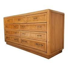 It may be a showroom floor model, sample, or factory secondhand. Thomasville Campaign Style Olive Burl Dresser With Brass Drawer Pulls Chairish