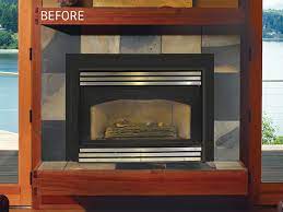 You can use a screwdriver or chisel to help pry the surround away from the wall if it's stuck in place. Fireplaces Inserts Wood Gas Fireplace Xtrordinair