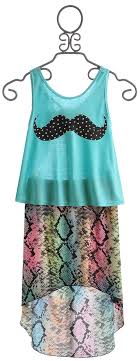 Each are exclusively designer influenced! Flowers By Zoe Mustache Top With Snake Print Skirt Tween Fashion Flowers By Zoe Girl Fashion