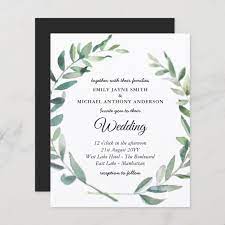 Budget Wedding Invitation Modern Olive Leaves Zazzle Com Fun Wedding Invitations Modern Wedding Invitations Budget Wedding Invitations