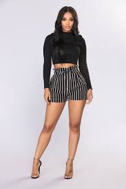Black And White Shorts Outfit Clara Stripe Pleated Shorts Black White White High Waisted Shorts Black High Waisted Shorts Pleated Shorts