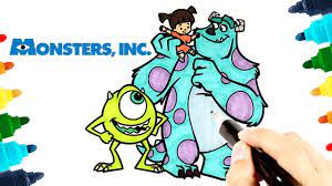 Sulley and mike say goodbye to boo and return her home; Monsters Inc Coloring Pages For Kids Hd Mike Sulley And Boo Coloring Book Youtube