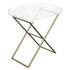 Rated 5 out of 5 stars. Acrylic Tray Accent Table With Gold Metal Base At Home