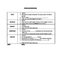 Atoms And Molecules Cornell Notes Cornell Notes Physical Science Lessons Science Lessons