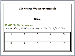 10er Karte Wassergymnastik Kostenlose Vorlage Karten Wassergymnastik Vorlagen