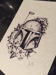 Fine Line Dotwork Star Wars Inspired Dotwork Boba Fett A4 Star Wars Tattoo Star Wars Tattoo Sleeve Star Tattoos