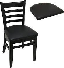 Featuring a stitched back and padded seat resting on a slim black steel frame, this dining bench with back will suit an industrial scheme and is the perfect. Oak Street Manufacturing Wc101blk Esp Ladder Back Solid Wood Dining Chair W Black Wood Finish Espresso Vinyl Seat