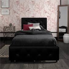 Give yourself the bed you deserve! Dhp Dakota Twin Upholstered Bed With Storage Drawers In Black Faux Leather 4291019