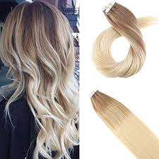 Moresoo Tape In Balayage Color Brown Fading To Platinum Blonde Hair Extensions Tape In Hair Extensions Real Hair Extensions Glue In Hair Extensions