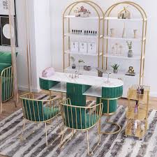 Nail Supplies Luxury Fashion Manicure Table Nails Desks With Marble Top In 2020 Beauty Salon Decor Manicure Table Salon Interior Design