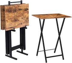 Enjoy free shipping & browse our great selection of coffee tables & accent tables, console & sofa tables and more! Buy Hoobro Folding Tv Tray Tables Set Of 4 Tv Trays With Storage Rack Industrial Side Table For Eating At Couch Foldable Snack Table For Small Space Easy Assembly Rustic Brown And