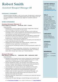 assistant banquet manager resume