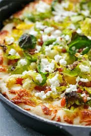 Goat Cheese And Brussels Sprout Skillet Pizza Love And Olive Oil Recipe Brussel Sprouts Recipes Food