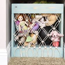 Homemade diy stuffed animal hammock. Diy Stuffed Animal Storage Bin With Macrame Net Houseful Of Handmade