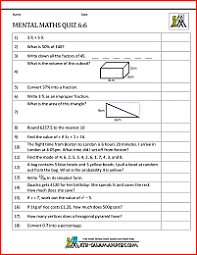 mental maths tests year 6 worksheets