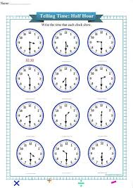 Half Hour Free Math Worksheets Time Worksheets Telling Time Worksheets Kids Math Worksheets
