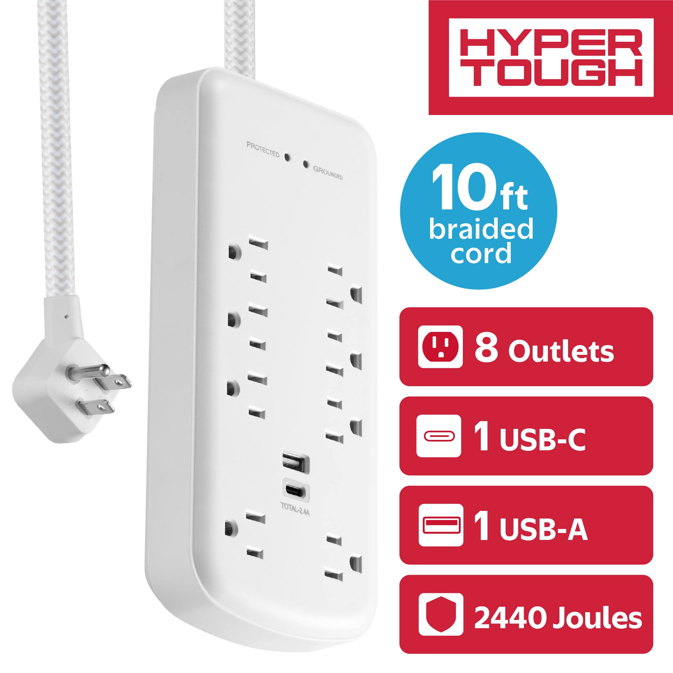 Hyper Tough Surge Protector Power Strip with Usb-a