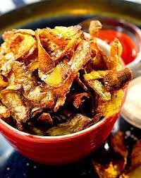 Crispy Potato Skin Chips Sips Nibbles Bites Recipe Potato Skins Crispy Potato Skins Healthy Superbowl Snacks