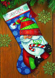 Make this classic style stocking by christmas cross dimensions cross stitch christmas pattern xmas stockings twelve days of. Amazon Com Dimensions Crafts 71 09154 Needlecraft Sweet Santa Stocking In Needlepoint Home Kitchen